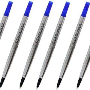 Parker rollerball pen refill, available in blue or black and medium (M) or fine (F) line width. Parker rollerball refills fit all Parker roller pens and contains advanced ink technology for consistent, high-quality writing.